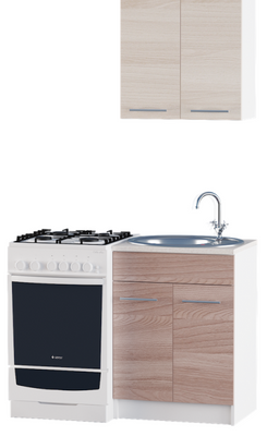 Кухня Эко набор 0.6 м, б / столешницы, Ясень Шимо/Ясень Шимо темный