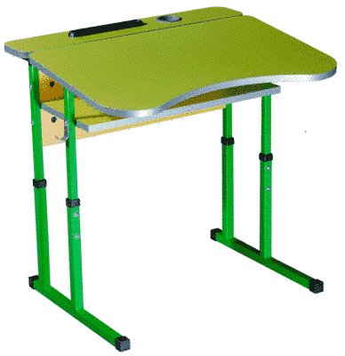 Стол ученический 1-местный с площадкой и полкой №4-6 (Регулируемый антисколиоз)
