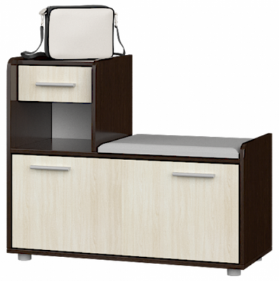 Тумба для обуви Тандем (венге тёмный/дуб молочный), 90