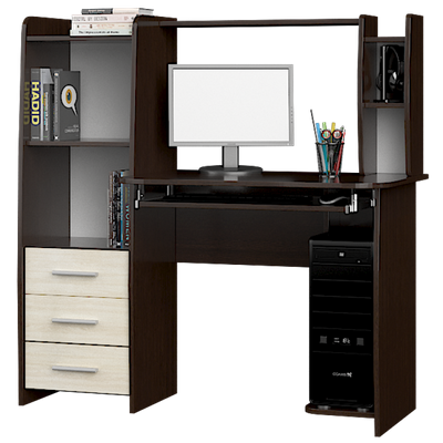 Стол компьютерный ЛИРА (Венге темный/Дуб молочный), 125