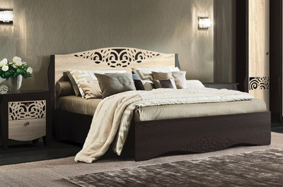 Двуспальная кровать "Гефест" (венге т./сон.) без каркаса, 140х200