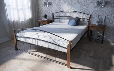 Кровать Селена Вуд двуспальная, Черный, 120х190