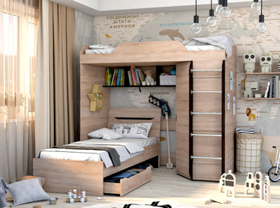 Кровать-чердак "Аякс" (сонома\венге)