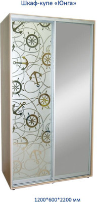 Шкаф-купе "Юнга", Дуб шамони светлый/ Дуб сонома, 220, 60, 120