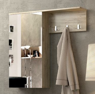 Вешалка "Цент" с зеркалом (крафт серый), 100