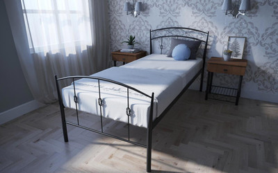 Кровать Летиция односпальная, Черный, 80х190