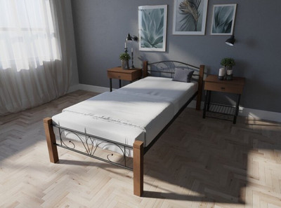 Кровать Лара Люкс Вуд односпальная , Черный, 90х190