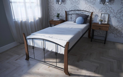 Кровать Летиция Вуд односпальная, Черный, 80х190