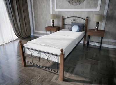 Кровать Патриция Вуд односпальная, Черный, 90х190