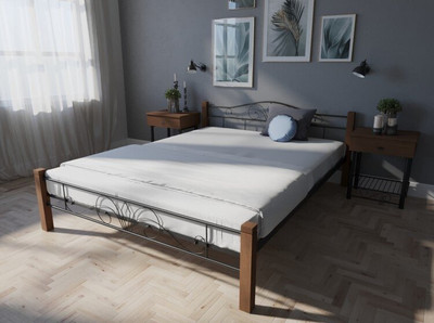 Кровать Лара Люкс Вуд двуспальная, Коричневый, 140х190