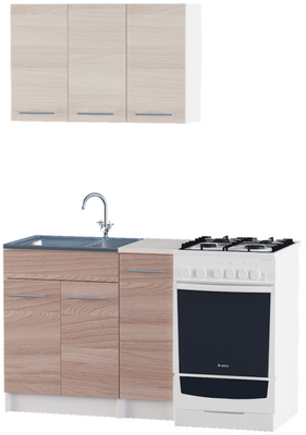 Кухня Эко набор 0.9 м, б / столешницы, Ясень Шимо/Ясень Шимо темный
