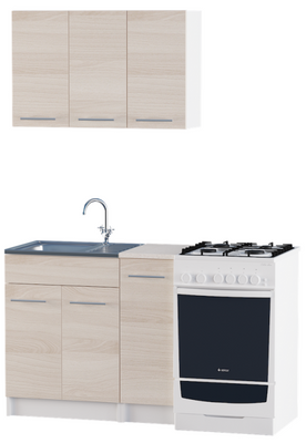 Кухня Эко набор 0.9 м, б / столешницы, Ясень Шимо светлый/Белый