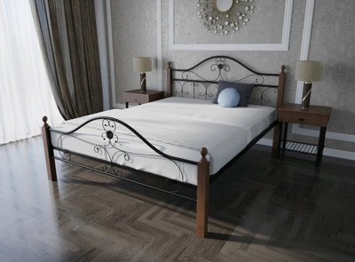 Кровать Патриция Вуд двуспальная, Черный, 140х190