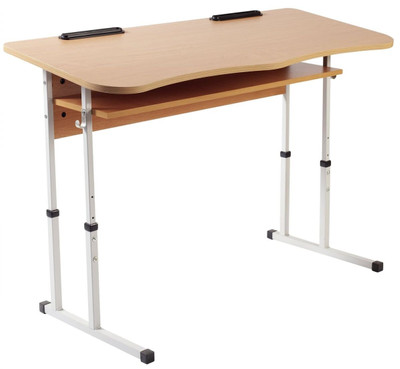 Стол ученический 2-местный с полкой №4-6 (Регулируемый антисколиоз)
